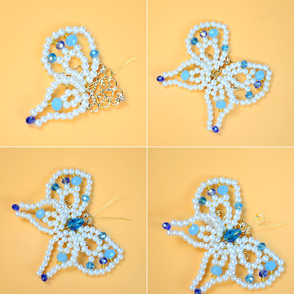 Broche en perles de poire en forme de papillon-5