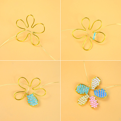 カラフルな花の形のビーズのイヤリング-4