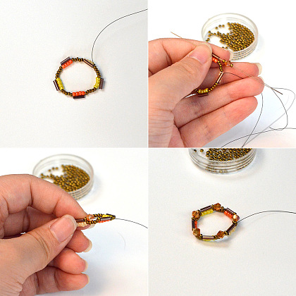 PandaHall Selected Tutorial on Colorful Beaded Ring-5