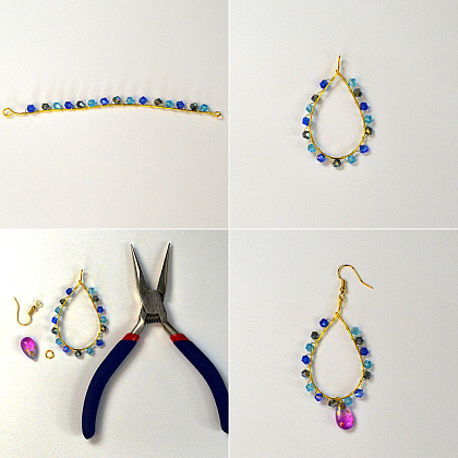 PandaHall Selected мастер-класс по изготовлению серег-каплевидной подвески с обмоткой-6