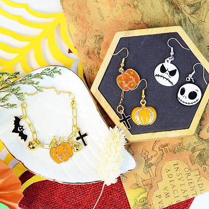 PandaHall Selected Tutorial on Halloween Bracelet and Earring Set-6