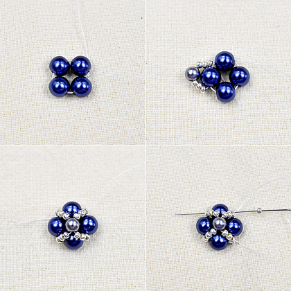 Pulsera de reloj con cuentas de perlas azules-3