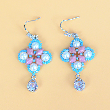 Beaded Earrings with Cubic Zirconia Charms-6