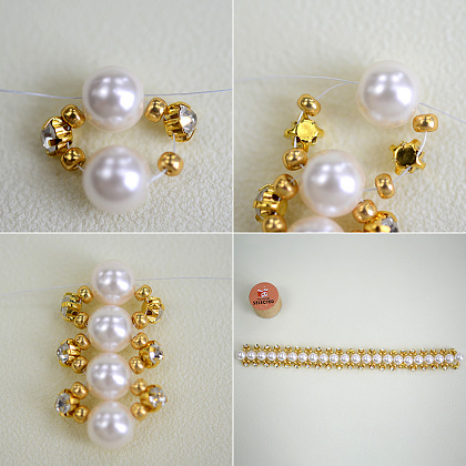PandaHall Selected idea sul braccialetto di perle con strass-3