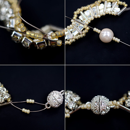 Bracelet de perles avec chaîne en strass-5