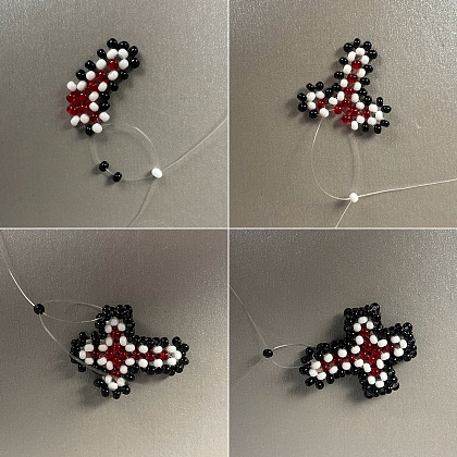 PandaHall Selected мастер-класс по изготовлению серег-крестиков из бисера в стиле Хэллоуина-4