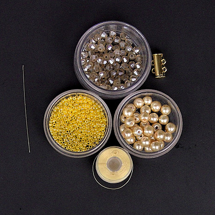 Браслет из стеклянной жемчужины и бисера-2