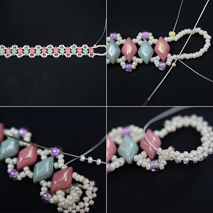 Браслет из стеклянных бусин с 2 отверстием-5