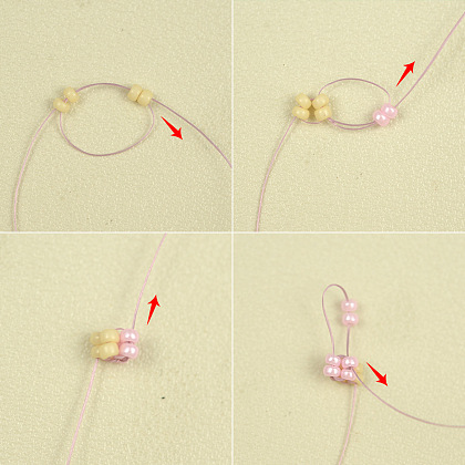 Розовое цветочное ожерелье из бисера с бусинами и стеклянными бусинами-3
