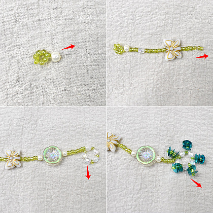 Весенний браслет с пайетками и цветами-3