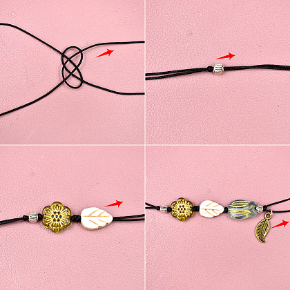 Чешское ожерелье из бисера в виде листа-3