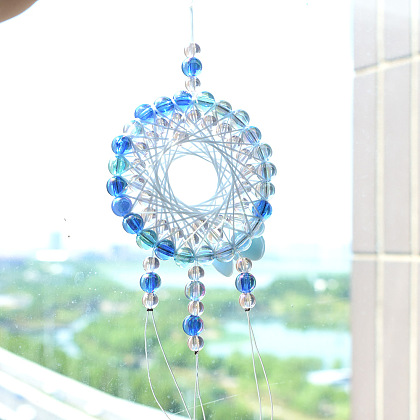 Плетеный ловец снов с акриловыми бусинами