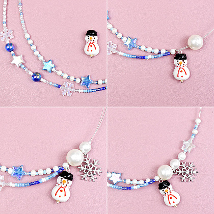 Зимнее бусы-снеговик ожерелье-4