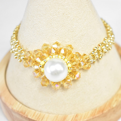 Bracelet tournesol en perles de verre-7