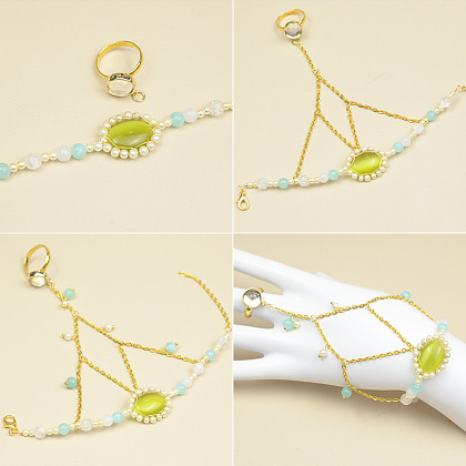 Браслет-цепочка в стиле феи с кольцом-4