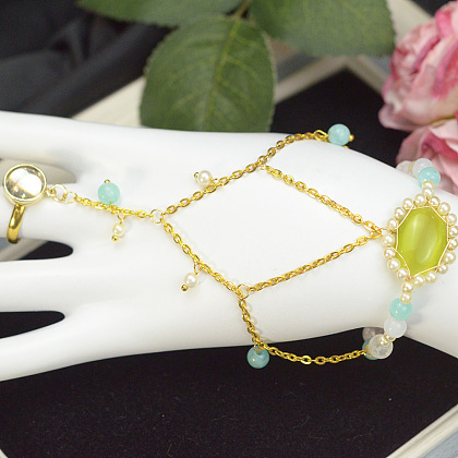 Браслет-цепочка в стиле феи с кольцом-5