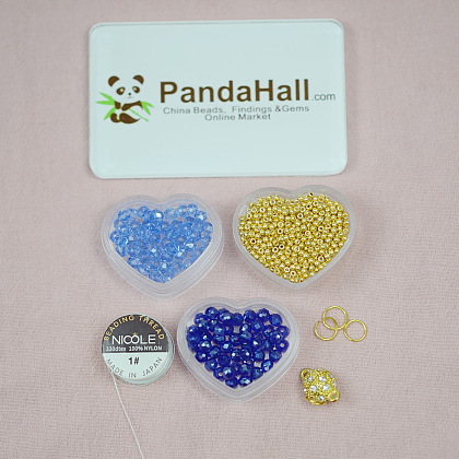 Браслет из синего сердца со стеклянными бусинами-2