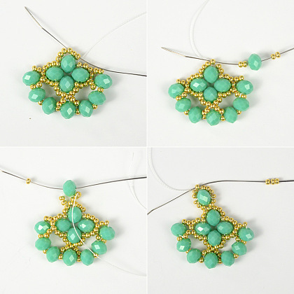 PandaHall Selected мастер-класс по изготовлению зеленых серег с гранеными стеклянными бусинами.-6