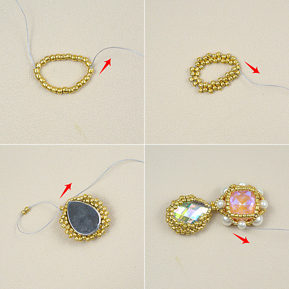 Ожерелье из розового жемчуга с инкрустацией стразами-5