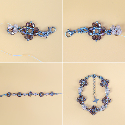 Браслет из стеклянных бусин с удлинителем цепочки-5