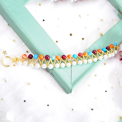 Красочный браслет из бисера с застежкой-тоггл-6