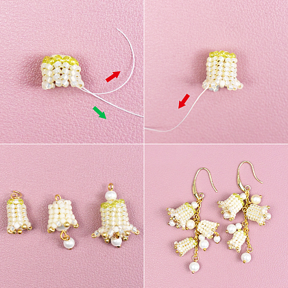 Серьги из бисера в виде ландыша-4