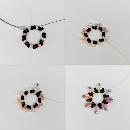 Orecchini con perline di semi a forma di fiore-3
