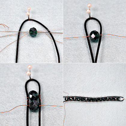 Многоярусный браслет из стеклянных бусин-3