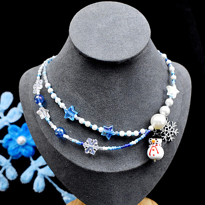 Зимнее бусы-снеговик ожерелье-6