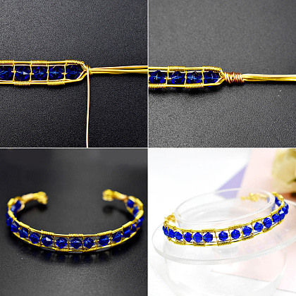 Blue Wire Wrapping Beaded Bracelet-5