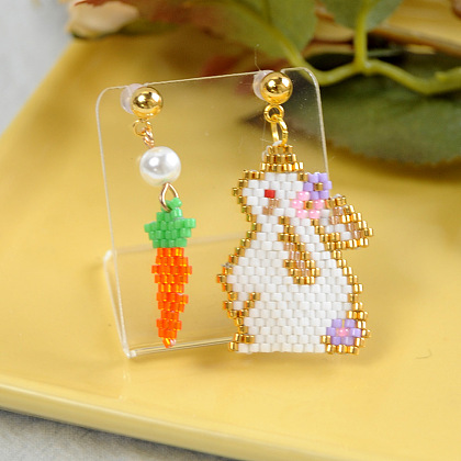 Rabbit & Carrot Beaded Earrings-1