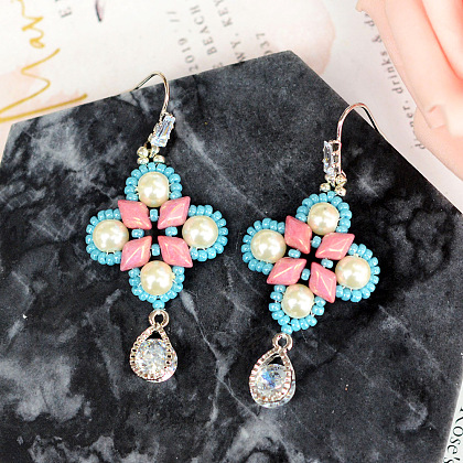 Beaded Earrings with Cubic Zirconia Charms-1