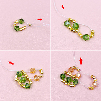 Bracelet toupie simple en perles aux couleurs printanières-3