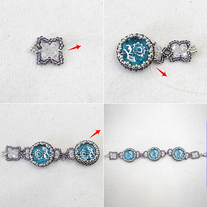 深いスカイブルーのアクリルビーズをベゼルセッティングしたブレスレット-4