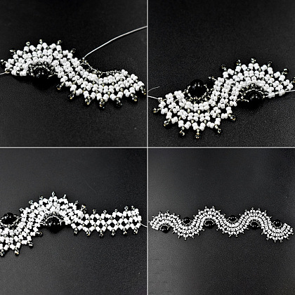PandaHall Selected tutorial sul braccialetto ondulato con perline di vetro bianche e nere-6