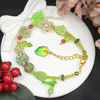 Браслет-цепочка в стиле «весна» с чешскими стеклянными бусинами-4