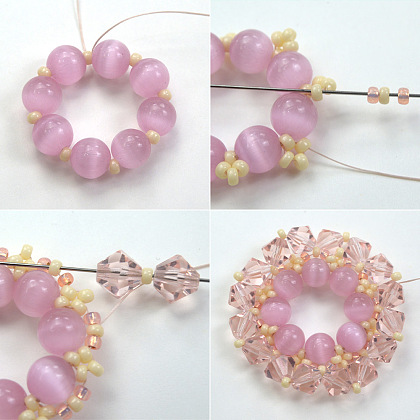 PandaHall Selected ピンクのガラスとシードビーズのイヤリングのアイデア-3