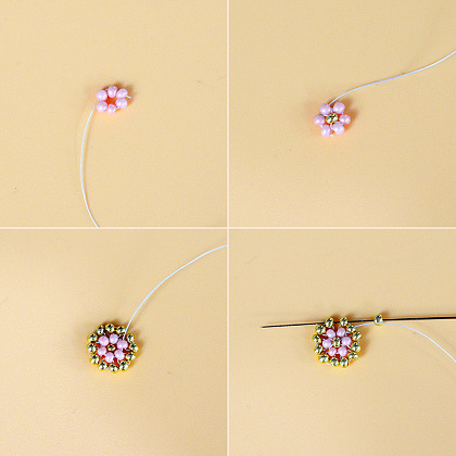 PandaHall Selected 花の形をしたシードビーズのイヤリングのチュートリアル-3