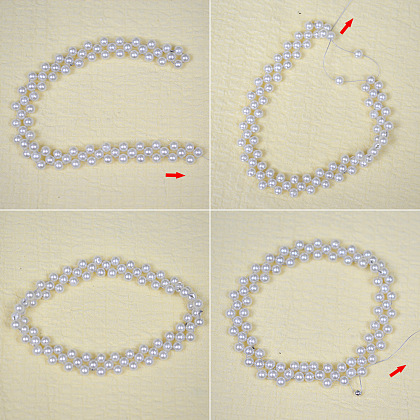 Зеленый двухконусный браслет из стеклянных бусин со стеклянными жемчужными бусинами-5