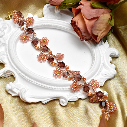 Старинный стеклянный браслет с цветочным узором-7