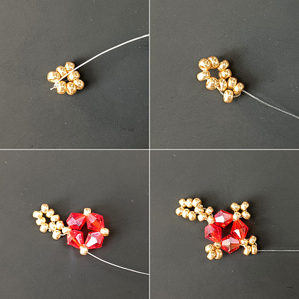 PandaHall Selected tutorial sul braccialetto con perle di vetro bicono rosse-3