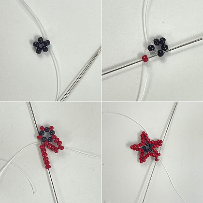 PandaHall Selected Idea on Seed Beaded Red Star Bracelet-3