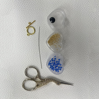 Bracelet de perles de graines dorées avec cabochons de verre-2