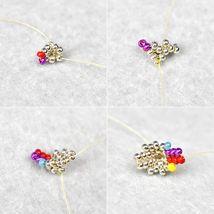 Seed Beaded Rainbow Heart Pendant Necklace-4