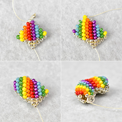 Seed Beaded Rainbow Heart Pendant Necklace-6