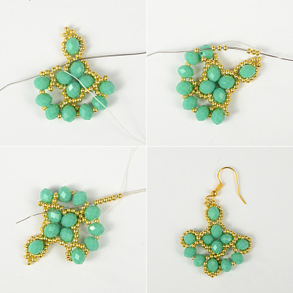 PandaHall Selected мастер-класс по изготовлению зеленых серег с гранеными стеклянными бусинами.-7