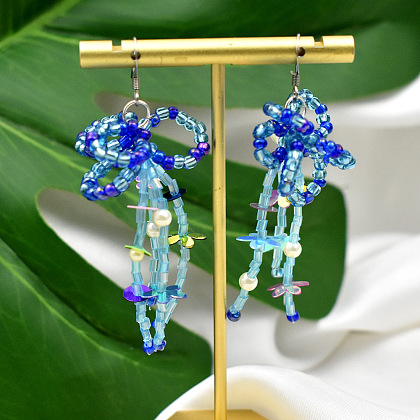 Серьги-медузы с блестками-5