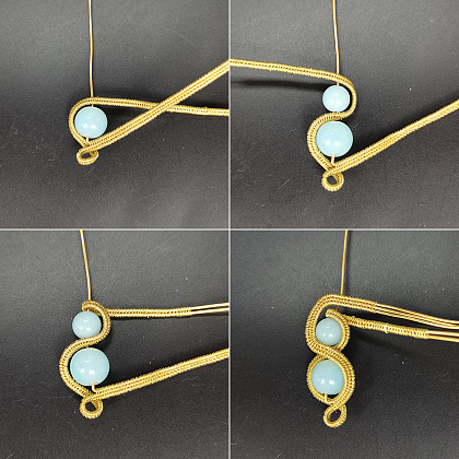 Подвеска в виде тыквы из проволоки с бусинами из драгоценных камней-4