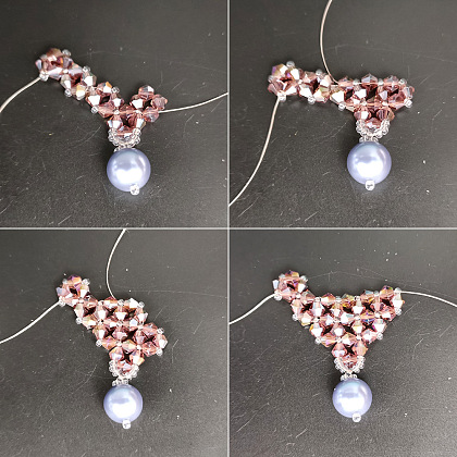 PandaHall Selected идея колье из стеклянных биконусов с жемчужными бусинами-4