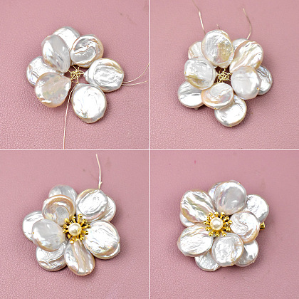 Брошь из бисера и жемчуга в стиле барокко-4